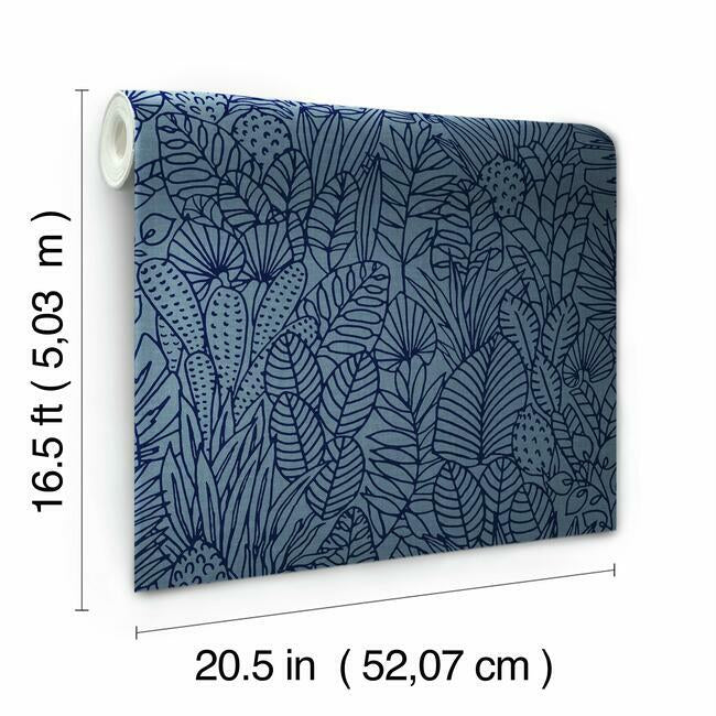 Tropical Leaves Sketch Peel and Stick Wallpaper Peel and Stick Wallpaper RoomMates   