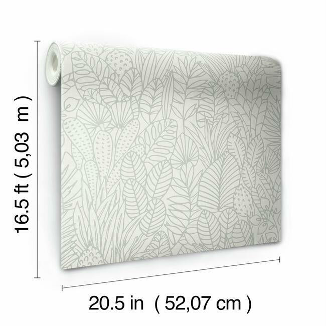 Tropical Leaves Sketch Peel and Stick Wallpaper Peel and Stick Wallpaper RoomMates   