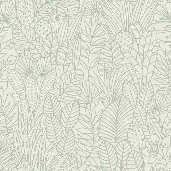 Tropical Leaves Sketch Peel and Stick Wallpaper Peel and Stick Wallpaper RoomMates Roll Beige 