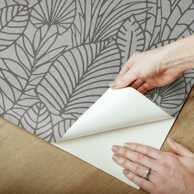 Tropical Leaves Sketch Peel and Stick Wallpaper Peel and Stick Wallpaper RoomMates   