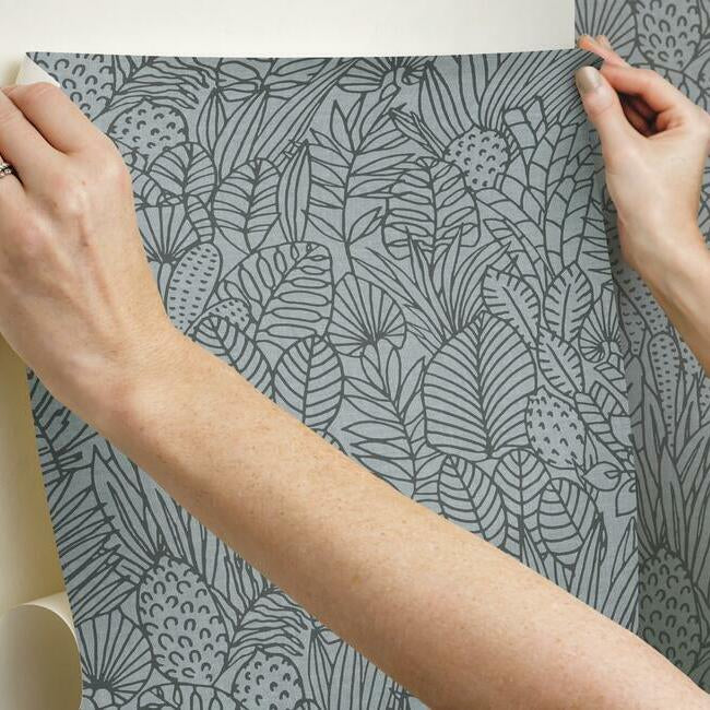 Tropical Leaves Sketch Peel and Stick Wallpaper Peel and Stick Wallpaper RoomMates   