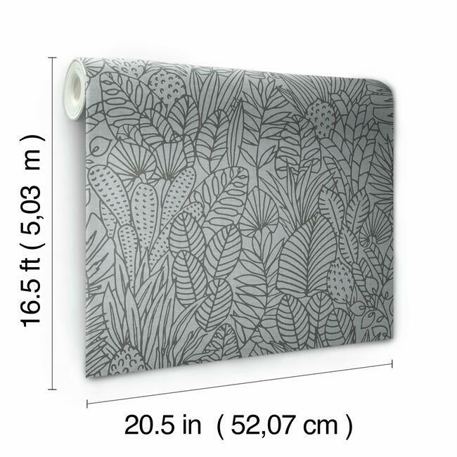 Tropical Leaves Sketch Peel and Stick Wallpaper Peel and Stick Wallpaper RoomMates   