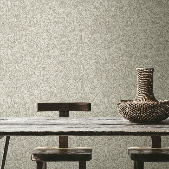 Tropical Leaves Sketch Peel and Stick Wallpaper Peel and Stick Wallpaper RoomMates   