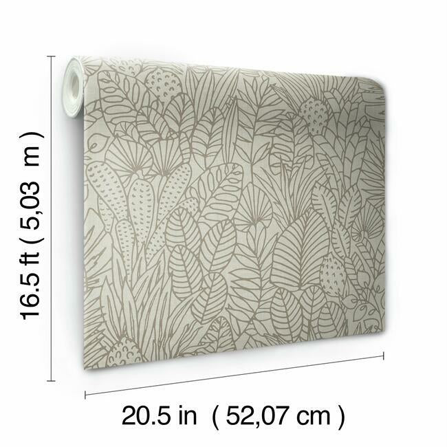 Tropical Leaves Sketch Peel and Stick Wallpaper Peel and Stick Wallpaper RoomMates   