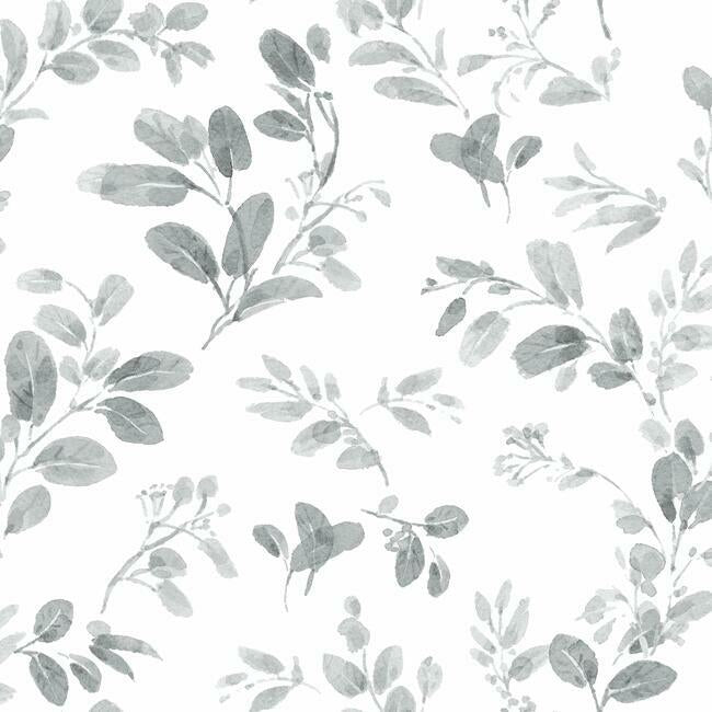 Lisa Audit Dancing Leaves Peel & Stick Wallpaper Peel and Stick Wallpaper RoomMates Roll Grey 