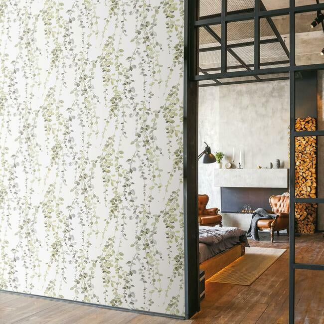 Hanging Watercolor Vines Peel and Stick Wallpaper Peel and Stick Wallpaper RoomMates   