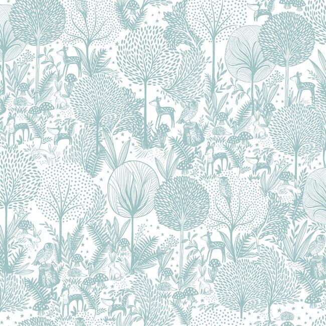 Forest Friends Peel & Stick Wallpaper Peel and Stick Wallpaper RoomMates Roll Green 