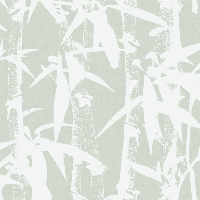 Modern Bamboo Peel & Stick Wallpaper Peel and Stick Wallpaper RoomMates Roll Green 