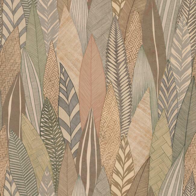 Fern & Feathers Peel and Stick Wallpaper Peel and Stick Wallpaper RoomMates Roll Red 