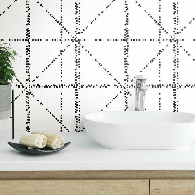Jane Dixon Diamond Grid Specks Peel & Stick Wallpaper Peel and Stick Wallpaper RoomMates   