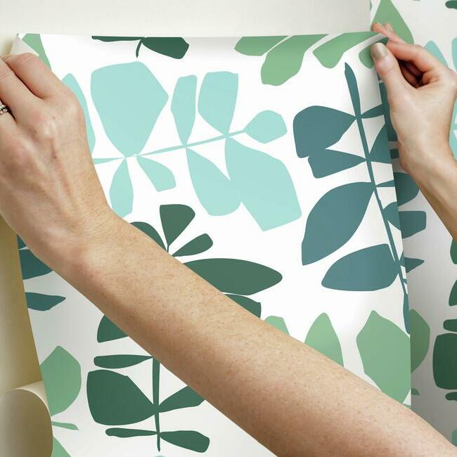 Jane Dixon Leaf Sprigs Peel and Stick Wallpaper Peel and Stick Wallpaper RoomMates   