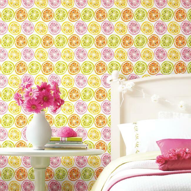 Jane Dixon Citrus Sweet Peel & Stick Wallpaper Peel and Stick Wallpaper RoomMates   