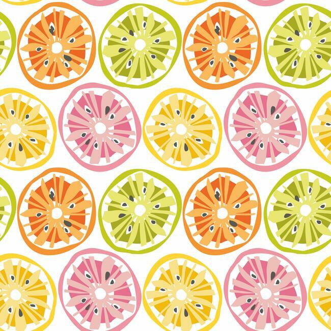 Jane Dixon Citrus Sweet Peel & Stick Wallpaper Peel and Stick Wallpaper RoomMates Roll Pink 