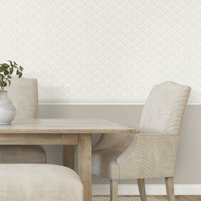 Jane Dixon Coastal Scallop Peel & Stick Wallpaper Peel and Stick Wallpaper RoomMates   