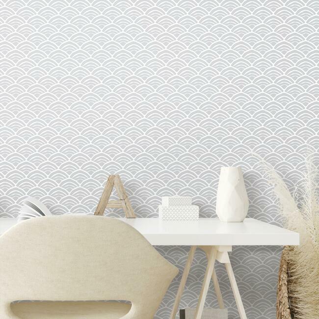 Jane Dixon Coastal Scallop Peel & Stick Wallpaper Peel and Stick Wallpaper RoomMates   