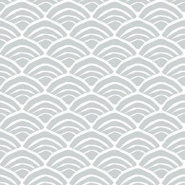 Jane Dixon Coastal Scallop Peel & Stick Wallpaper Peel and Stick Wallpaper RoomMates Roll Grey 