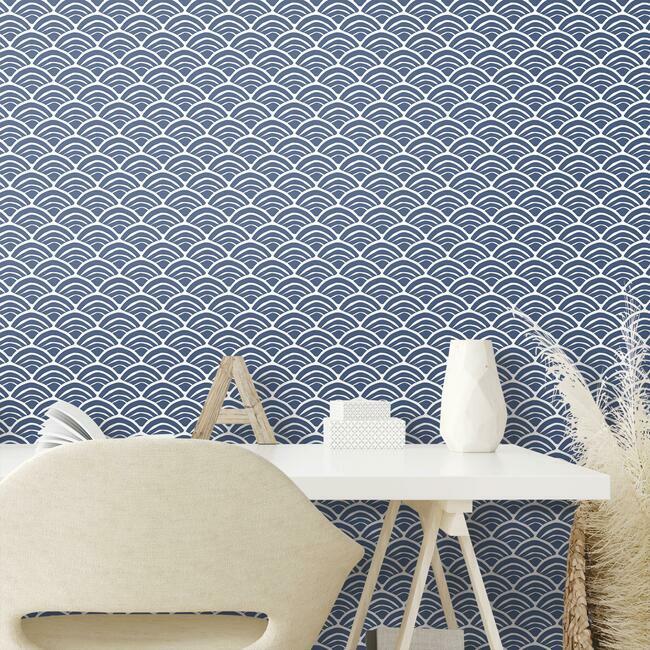 Jane Dixon Coastal Scallop Peel & Stick Wallpaper Peel and Stick Wallpaper RoomMates   
