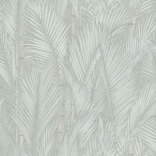 Swaying Fronds Peel & Stick Wallpaper Peel and Stick Wallpaper RoomMates Roll Grey 