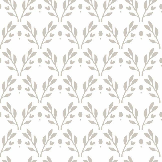 Rose Lindo Dawn Peel & Stick Wallpaper Peel and Stick Wallpaper RoomMates Roll Taupe 