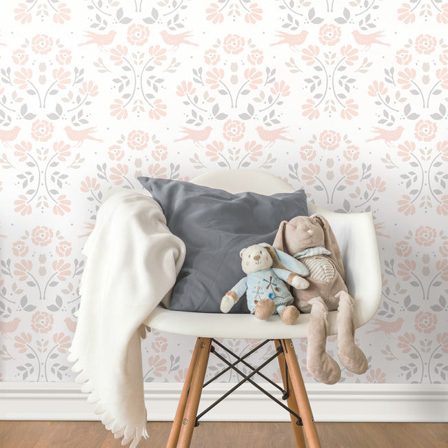 Rose Lindo Woodland Peel & Stick Wallpaper Peel and Stick Wallpaper RoomMates   