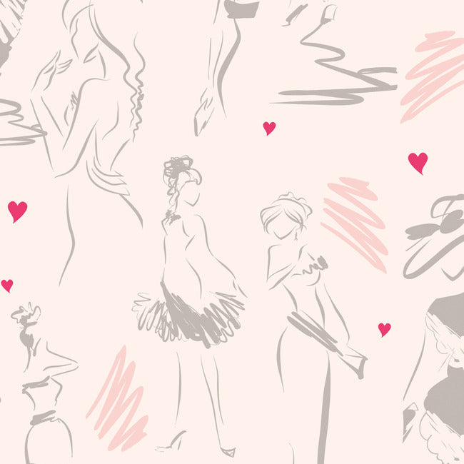 Glamour Peel & Stick Wallpaper Peel and Stick Wallpaper RoomMates Roll Pink 