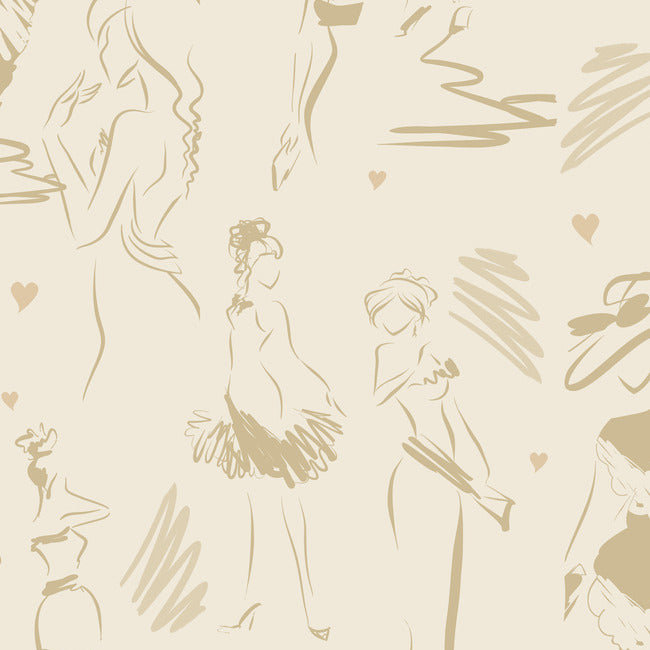 Glamour Peel & Stick Wallpaper Peel and Stick Wallpaper RoomMates Roll Beige 