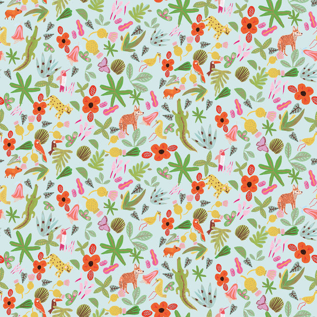 Holalola Selva Peel & Stick Wallpaper Peel and Stick Wallpaper RoomMates Roll Blue 