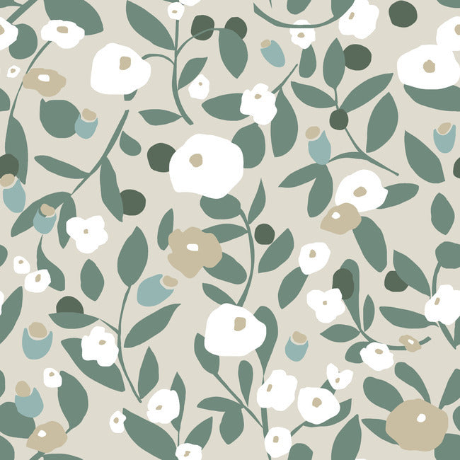 Kensington Garden Peel & Stick Wallpaper Peel and Stick Wallpaper RoomMates Roll Beige 