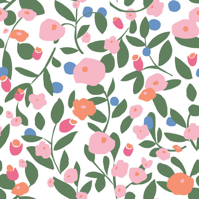 Kensington Garden Peel & Stick Wallpaper Peel and Stick Wallpaper RoomMates Roll White 