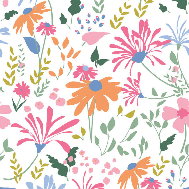 Bella Garden Peel & Stick Wallpaper Peel and Stick Wallpaper RoomMates Roll Pink 
