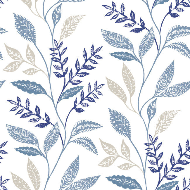 Cottage Vine Peel & Stick Wallpaper Peel and Stick Wallpaper RoomMates Roll Blue 