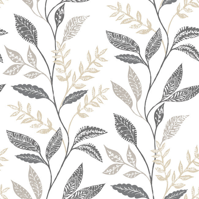 Cottage Vine Peel & Stick Wallpaper Peel and Stick Wallpaper RoomMates Roll Grey 