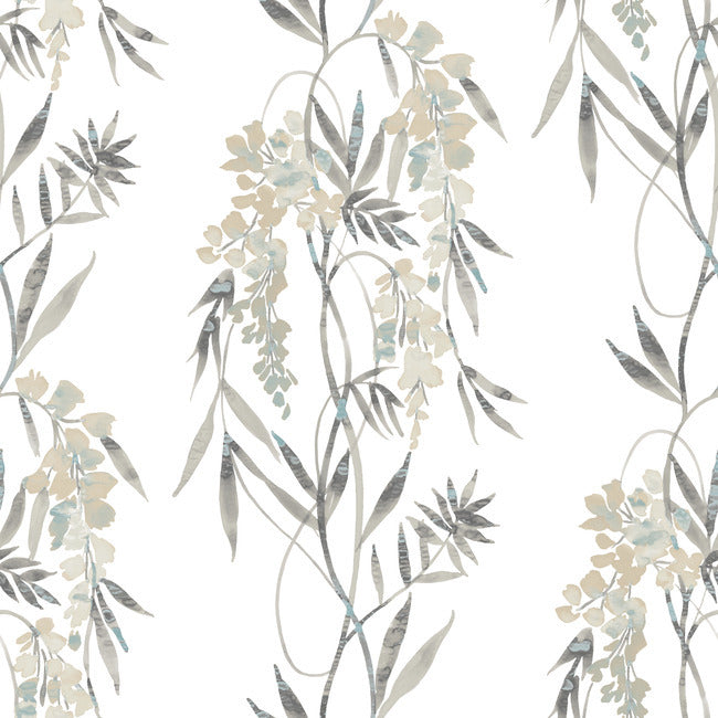Nouveaux Wisteria Peel & Stick Wallpaper Peel and Stick Wallpaper RoomMates Roll Taupe 