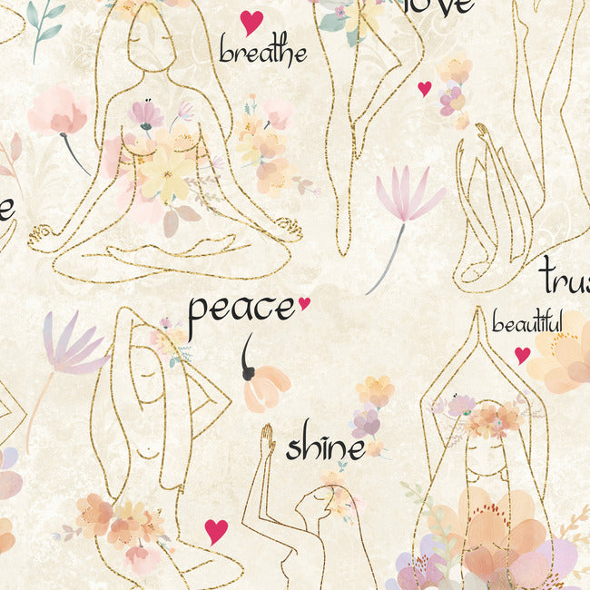 Yoga Goddesses Peel And Stick Wallpaper Peel and Stick Wallpaper RoomMates Roll Purple 