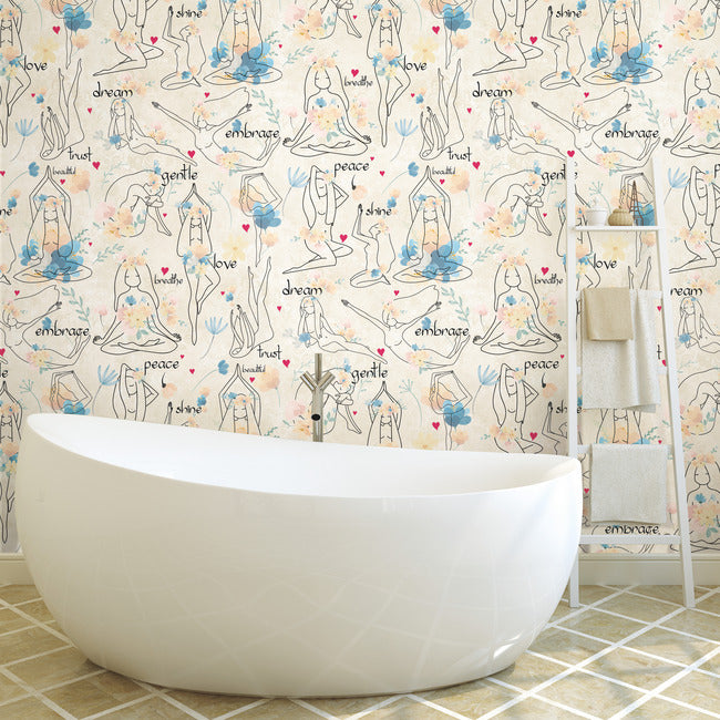 Yoga Goddesses Peel And Stick Wallpaper Peel and Stick Wallpaper RoomMates   