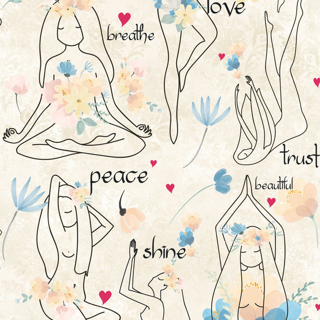 Yoga Goddesses Peel And Stick Wallpaper Peel and Stick Wallpaper RoomMates Roll Blue 