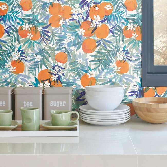 Orange Blossom Peel and Stick Wallpaper Peel and Stick Wallpaper RoomMates   