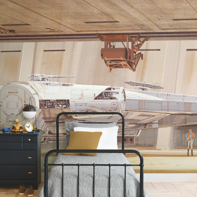 Ralph Mcquarrie's Star Wars Docking Bay Millennium Falcon Peel & Stick Wallpaper Mural Wall Murals RoomMates   