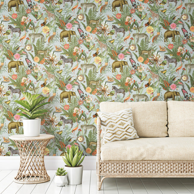 Tropical Zoo Peel & Stick Wallpaper Peel and Stick Wallpaper RoomMates   