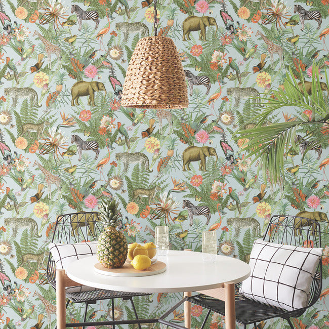 Tropical Zoo Peel & Stick Wallpaper Peel and Stick Wallpaper RoomMates   