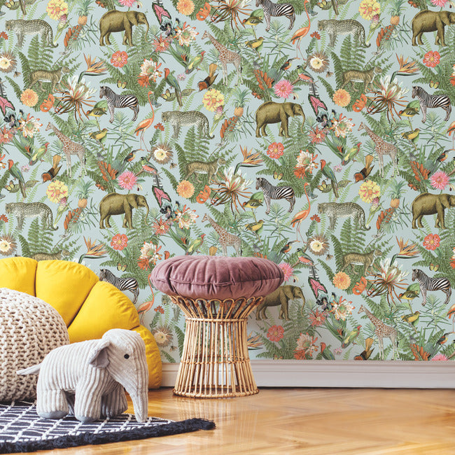 Tropical Zoo Peel & Stick Wallpaper Peel and Stick Wallpaper RoomMates   