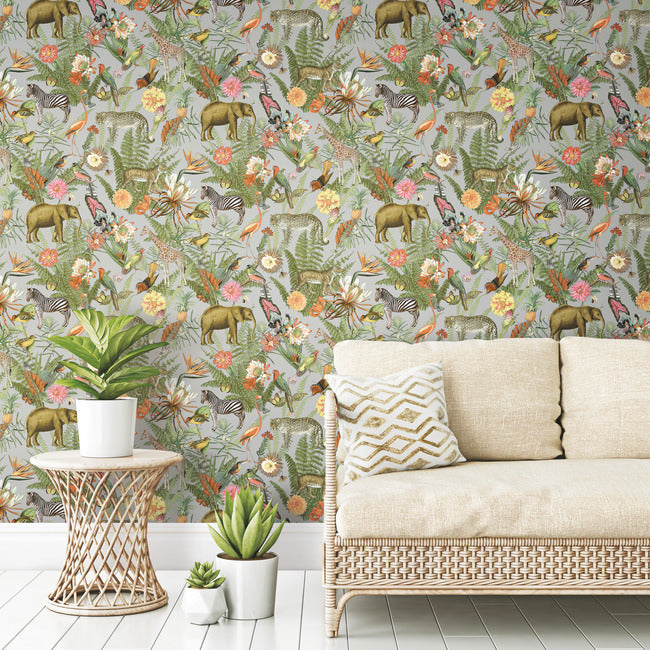 Tropical Zoo Peel & Stick Wallpaper Peel and Stick Wallpaper RoomMates   