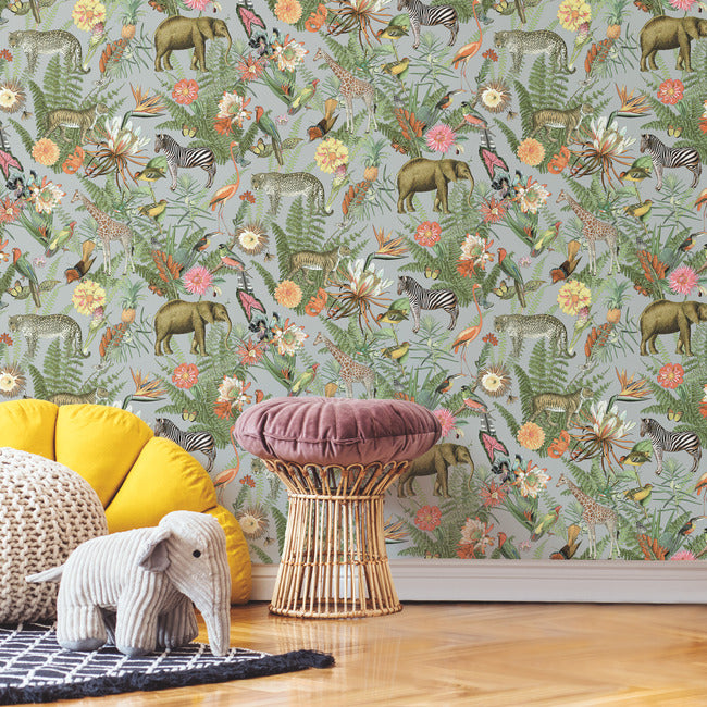 Tropical Zoo Peel & Stick Wallpaper Peel and Stick Wallpaper RoomMates   