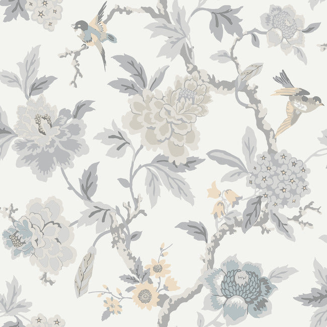 Waverly Candid Moments Peel & Stick Wallpaper Peel and Stick Wallpaper RoomMates Roll Grey 