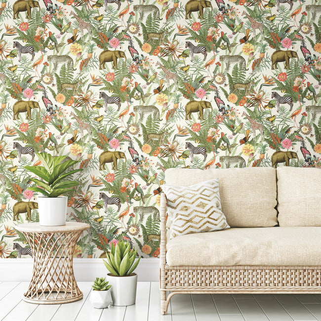 Tropical Zoo Peel & Stick Wallpaper Peel and Stick Wallpaper RoomMates   
