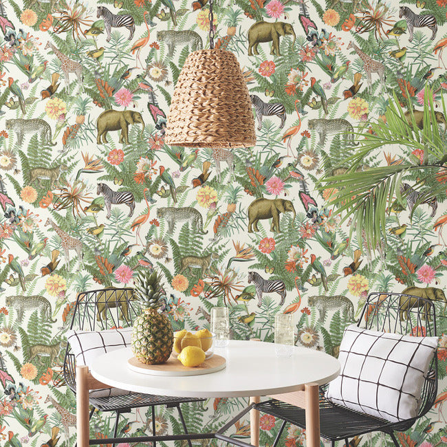 Tropical Zoo Peel & Stick Wallpaper Peel and Stick Wallpaper RoomMates   