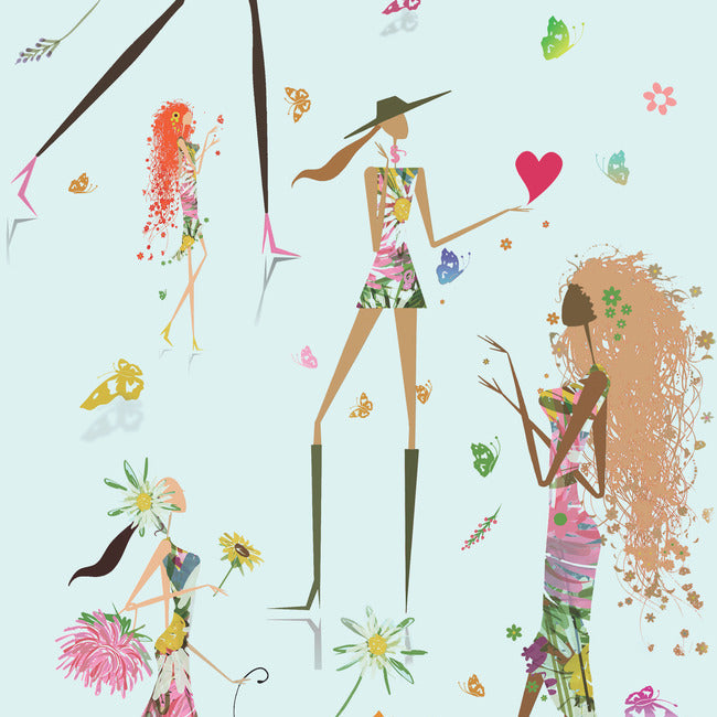 Fun Chic Peel & Stick Wallpaper Peel and Stick Wallpaper RoomMates Roll Blue 