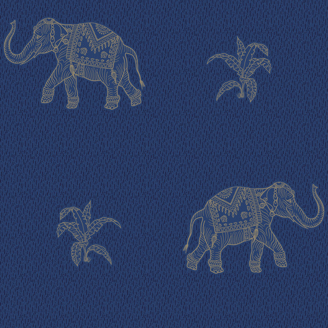 Elephant Walk Peel & Stick Wallpaper Peel and Stick Wallpaper RoomMates Roll Blue 