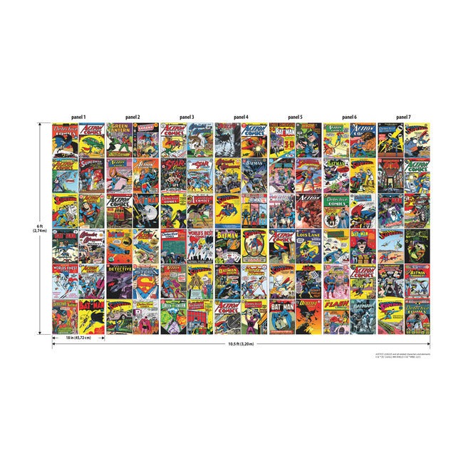 Classic DC Comics Covers Peel & Stick Wallpaper Mural Wall Murals RoomMates   