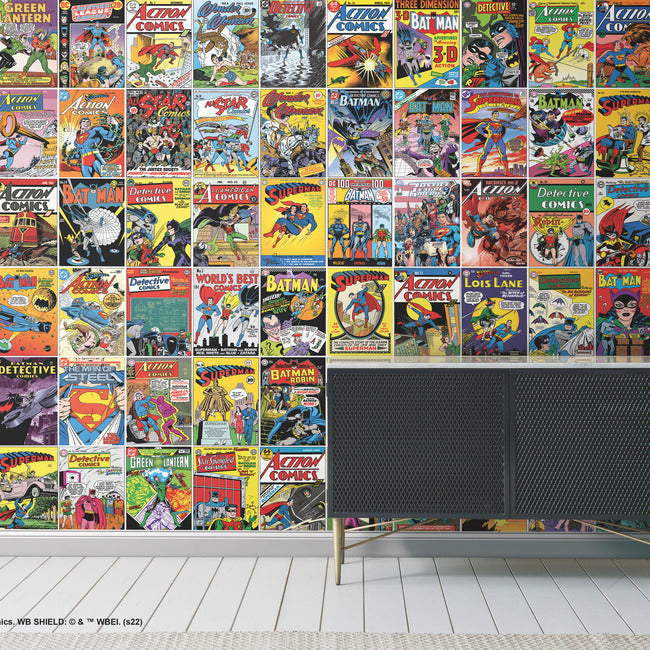 Classic DC Comics Covers Peel & Stick Wallpaper Mural Wall Murals RoomMates   